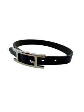 Hermes Bangle Hhardware Behapi Leather Bracelet Black